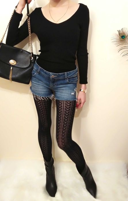 Spodenki denim cut out poszarpany niebieski dżins chic sexy