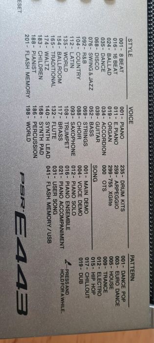 Синтезатор Yamaha psr e 443