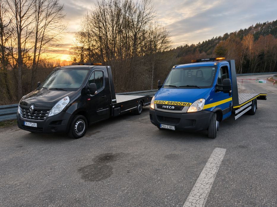 Pomoc drogowa autolaweta przewóz maszyn sprzętu