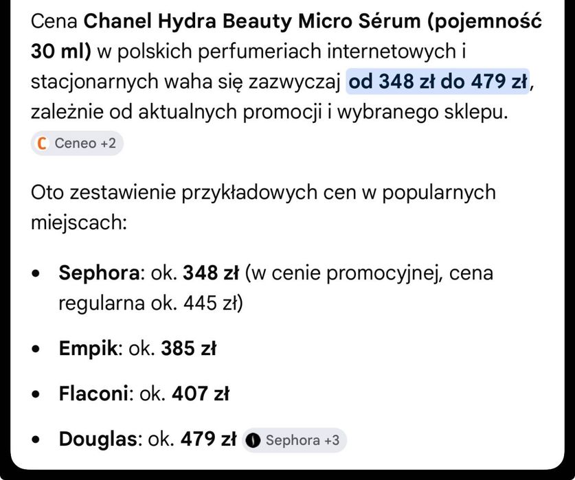 CHANEL Hydra Beauty serum 30 ml nowe zafoliowane org.