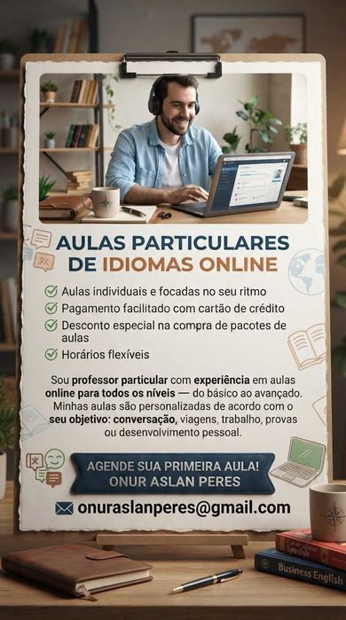 Aula de inglês, alemão, espanhol e turco