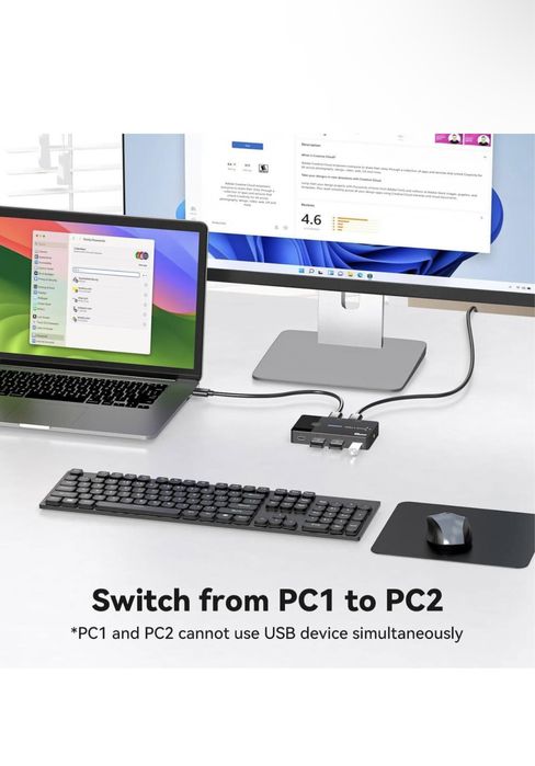 USB 3.0 комутатор для двох комп'ютерів, що спільно використовують пристрої USB C та USB A