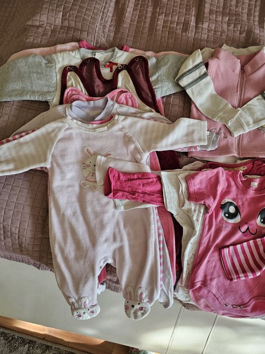Zestaw 23 szt. ubrań dziewczęcych 3-9m paka ubranek niemowlęcych