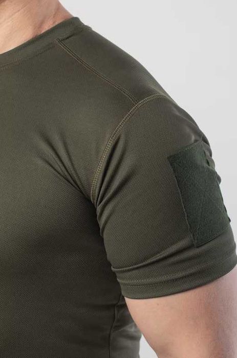 Тактична літня футболка Coolmax Military з велкро панелями Олива