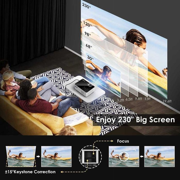 Projektor LED BIGASUO B-506B Full HD 8500 Lumenów 250 Cali