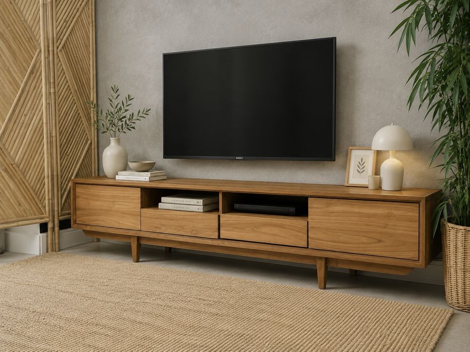 aparador consola movel TV armario nordico teca industrial rustico