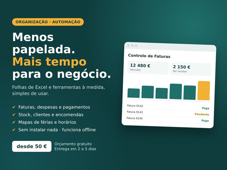 Folhas de Excel e ferramentas à medida para o seu negócio