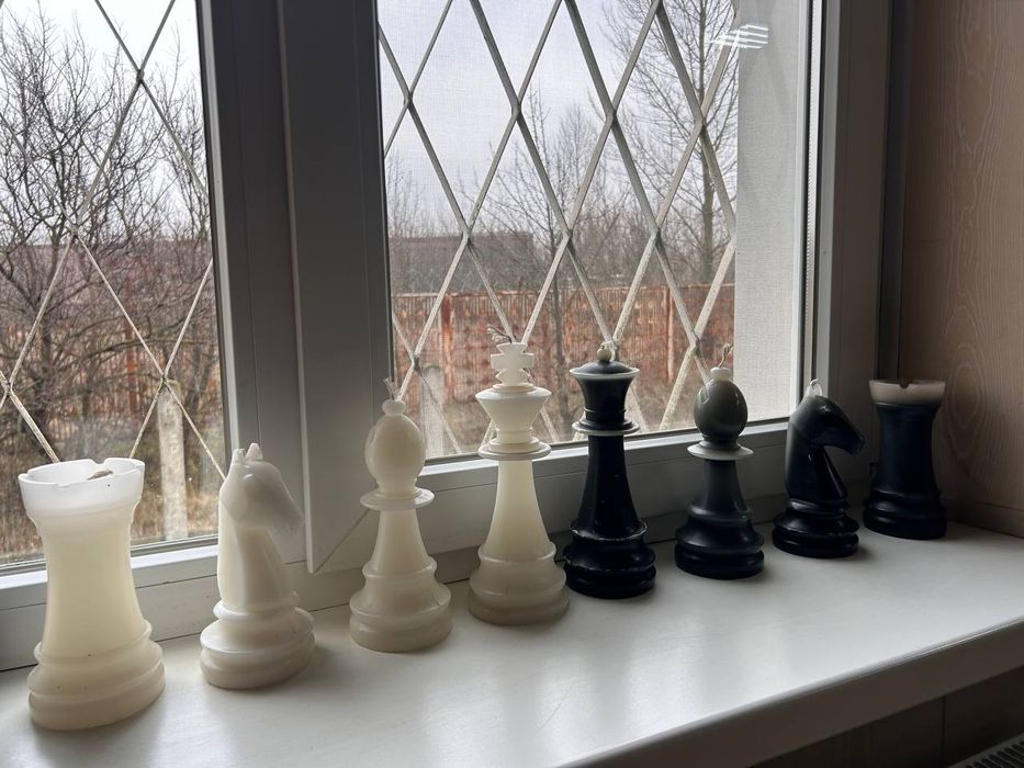 Свічки у вигляді шахів, декор, подарунок король, королева, кінь
