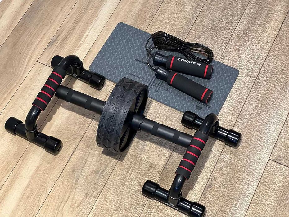 Nowy Zestaw XXL Skakanka Koło Do Ćwiczeń Uchwyt Fitness + GRATIS Mata