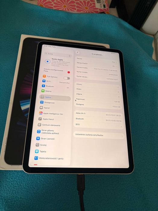 iPad Pro 11" 3gen M1 128GB wifi srebrny uszkodzony