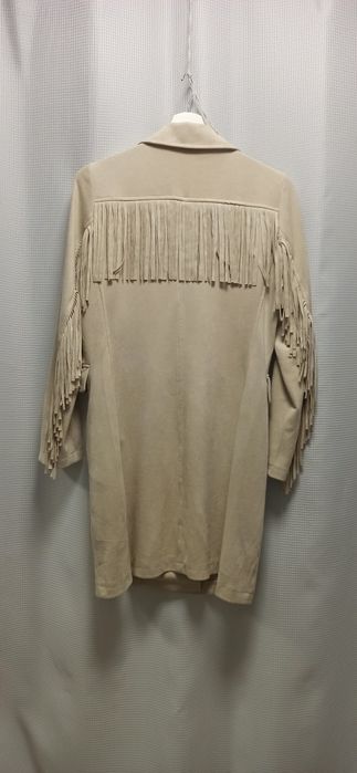 Płaszcz płaszczyk frędzle frędzelki cowboy styl kowbojski M lekki imit