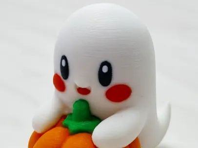 Miniatura Fantasma Abraçando Abóbora - Halloween