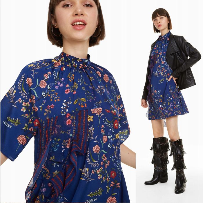Sukienka z falbankami w kwiaty DESIGUAL L 40