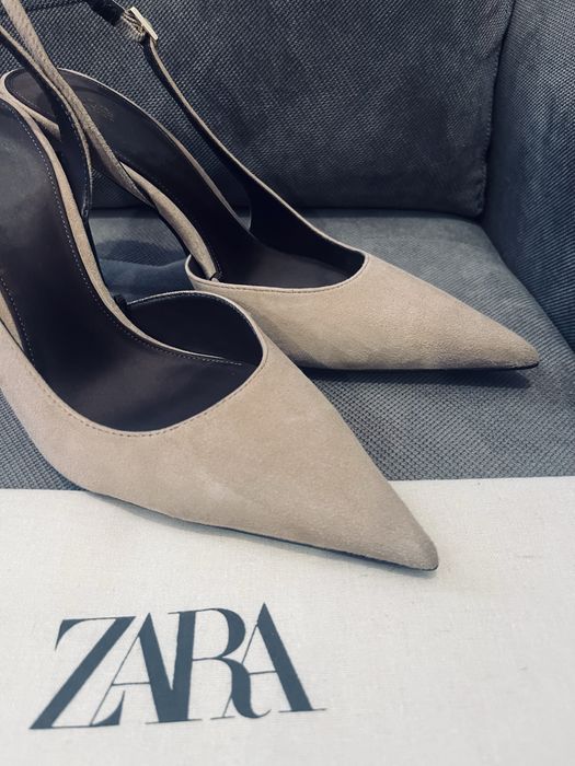 Bezowe szpilki zara rozm 40 bez piety