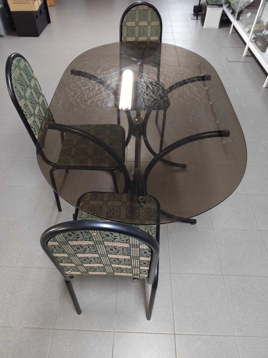 Mesa de jantar de sala em vidro com 6 cadeiras