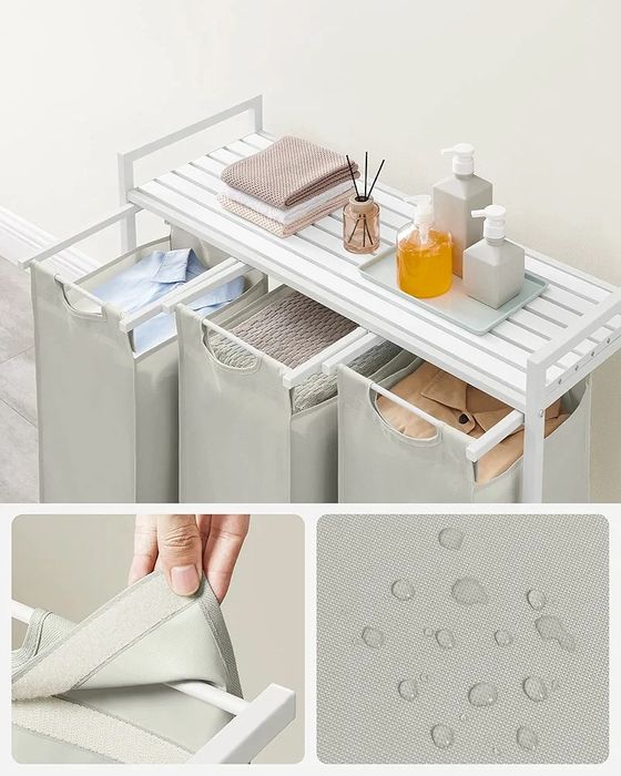 Kosz na pranie 3 przegródki 3 x 38 L, 92,5 x 33 x 72 cm