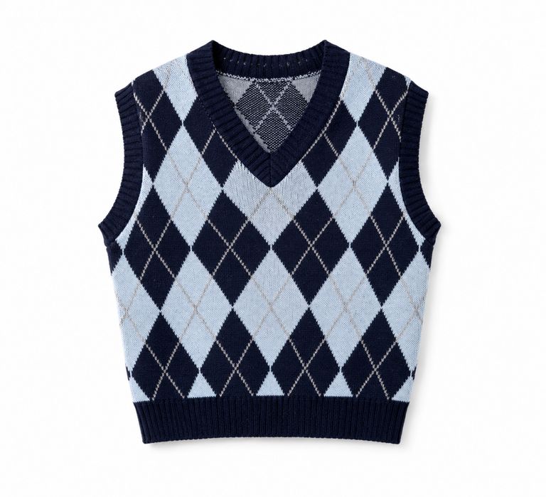 Sweter bez rękawów w romby