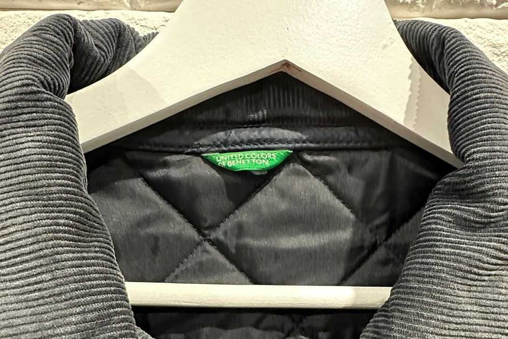 Benetton Kurtka Pikowana L Made in Italy Granatowa Stan BDB