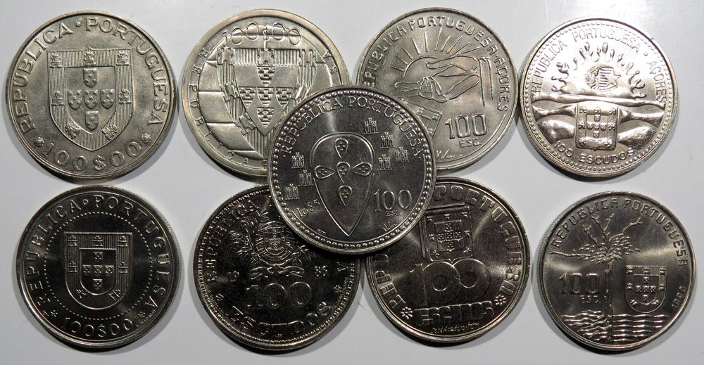 REPUBLICA - 9 Moedas de 100$ Comemorativas - NOVAS