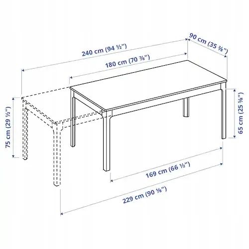 Stół ikea ekedalne 180-240 / 90
