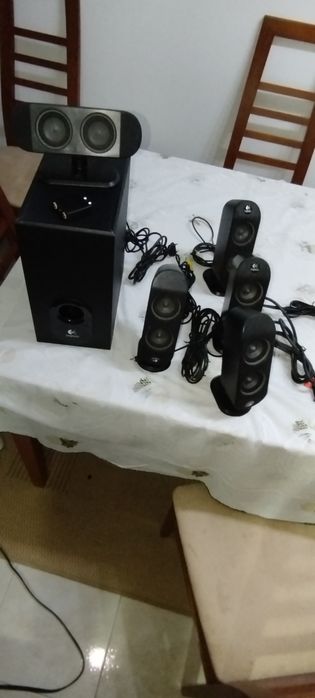Logitech X‑530 5.1 Surround – Subwoofer + 5 Colunas – Excelente Estado