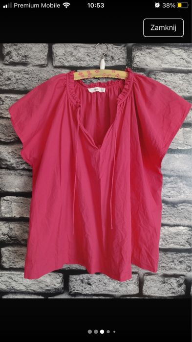 Mango letnia przewiewana czerwona luźna bluzeczka r.M