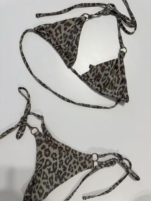Stroj kapielowy w panterke wiazane bikini geoard cetkj wakacje kot