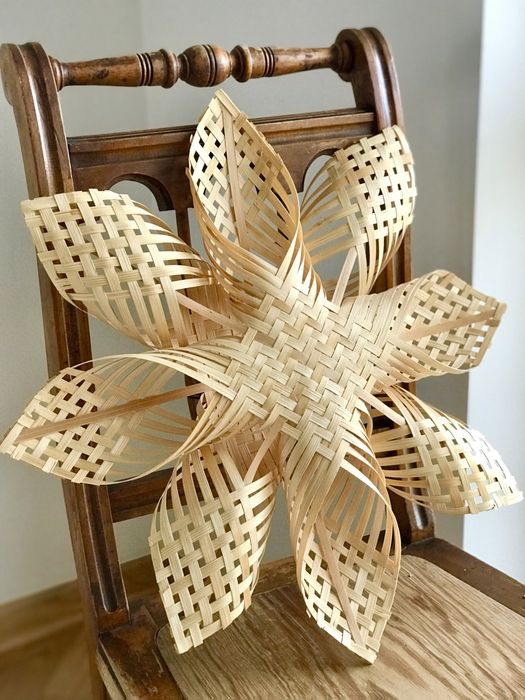 Drewniana gwiazda naturalna dekoracja na okno ścianę