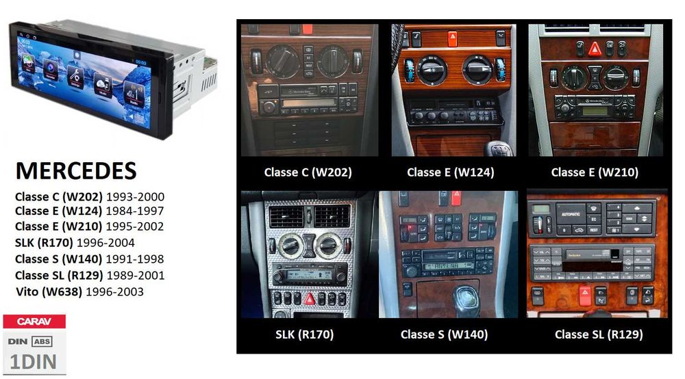 Rádio 1DIN 6.7" • MERCEDES • W202 W124 W210 R170 W140 • Android
