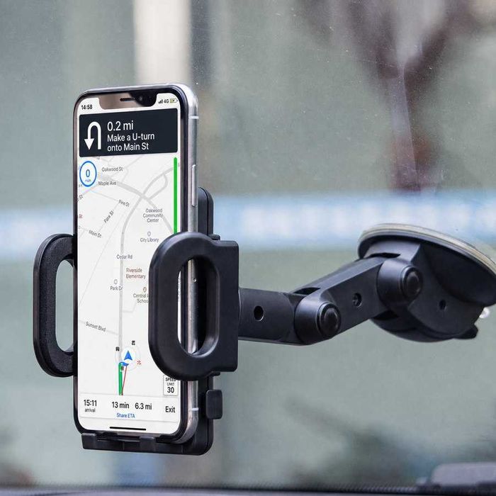 Автомобільний тримач для телефону DAKOTA AirLock Grip 360 на присосці, механічний затискач 48–100 мм