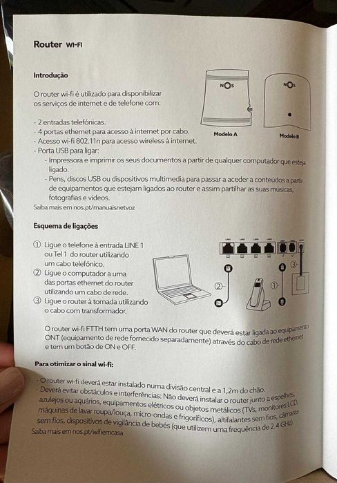 Router wi-fi fibra NOS novo