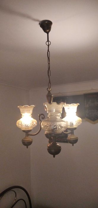 Candeeiro 3 lâmpadas  Clássico em Bronze/Latão