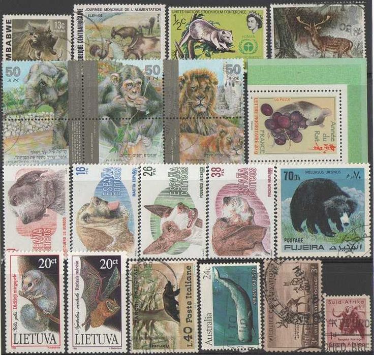 Filatelia: 85 selos do tema mamíferos