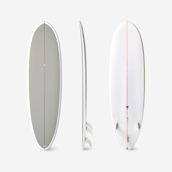 Prancha de surf híbrida em resina 6'4 40L com 3 quilhas - caqui