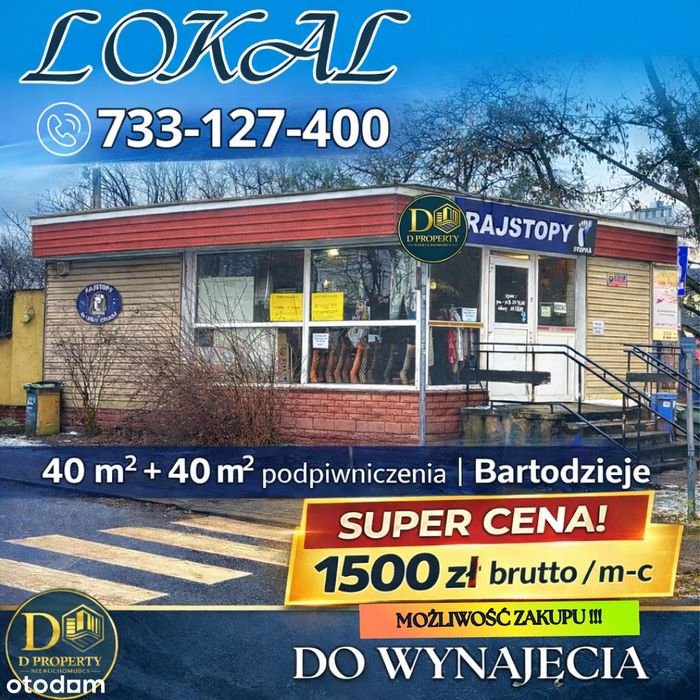 WYNAJEM - Lokal użytkowy 40+40 m² Bartodzieje 1500zł, możliwość zakupu