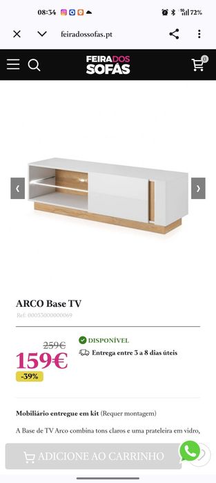Móvel de Sala Completo ARCO (Feira dos Sofás) – Branco e Carvalho