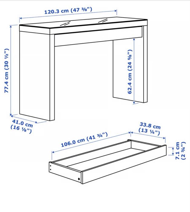 Toaletka biurko białe MALM IKEA