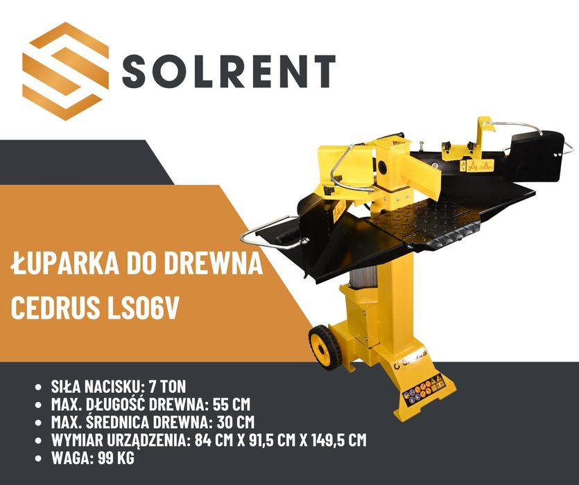 WYNAJEM ŁUPARKA do DREWNA / rębak hydrauliczny CEDRUS
