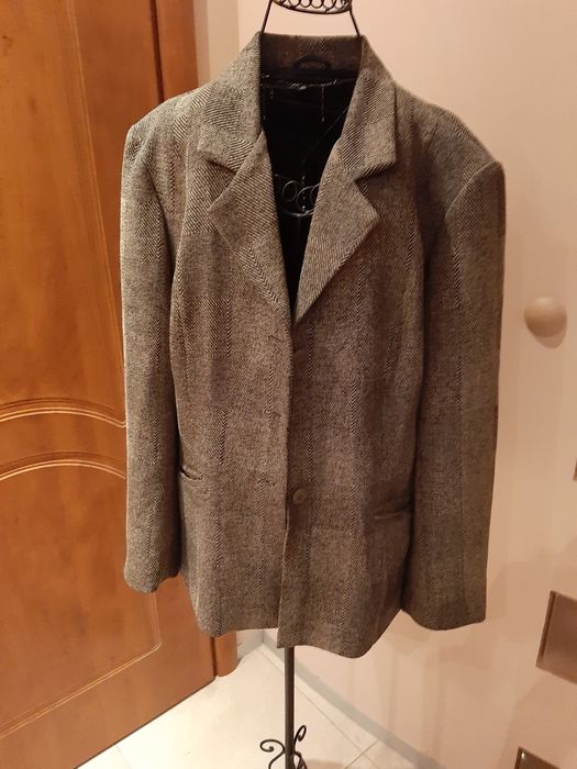 Żakiet damski jodełka kolor piaskowy marynarka polska elegant używana