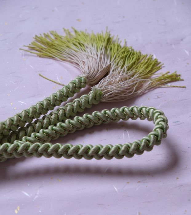 Zielony złoty pasek sznur obijime do obi kimono