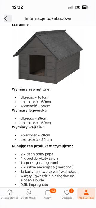 Buda dla psa ocieplana rozmiar  L 101/69