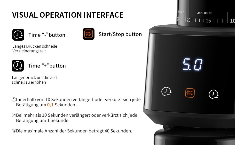 Moinho café 40mm cónico inox / Coffee grinder Shardor