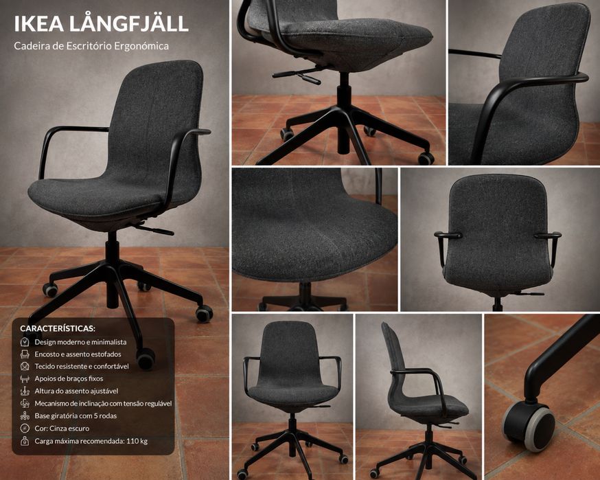 IKEA LÅNGFJÄLL – Cadeira de Escritório Ergonómica