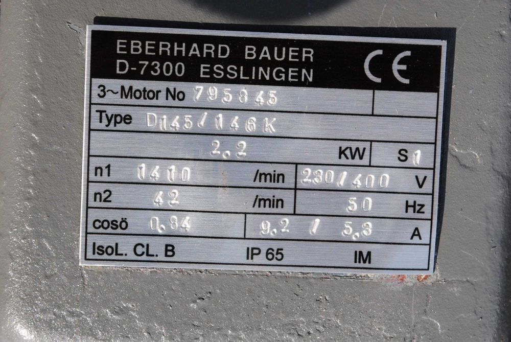 Motoreduktor 2.2kw. 42obr./min.. Firmy BAUER