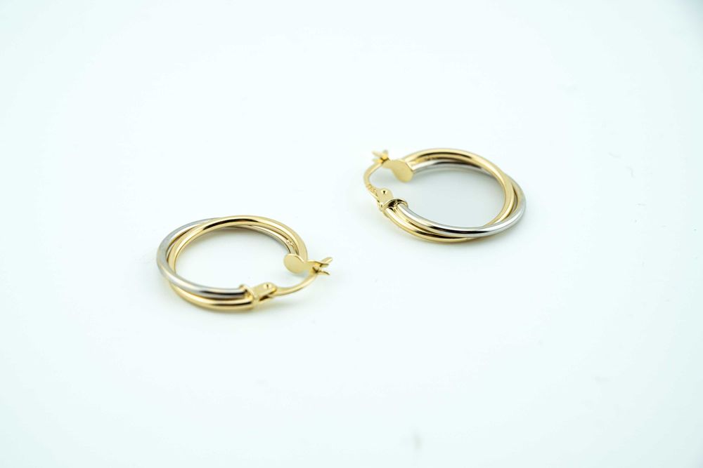 Wspaniałe złote kolczyki kółeczka koła z łączonego złota 585 19mm