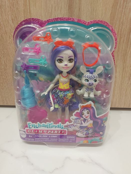 NOWA Enchantimals glam party Zemirah Zebra & Grainy Mattel laleczka
