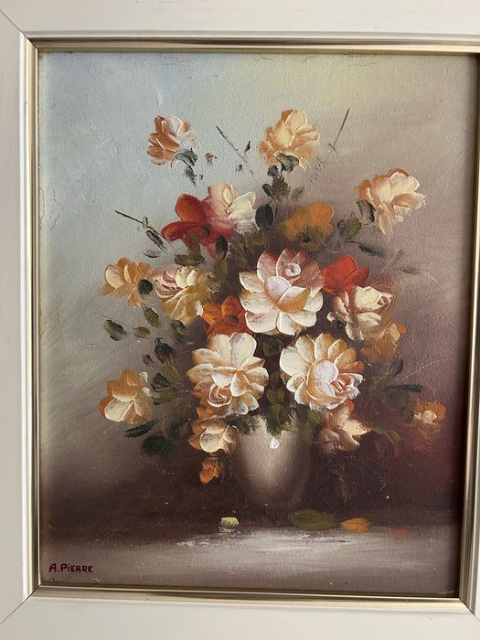 Conjunto de 2 quadros florais A. Pierre