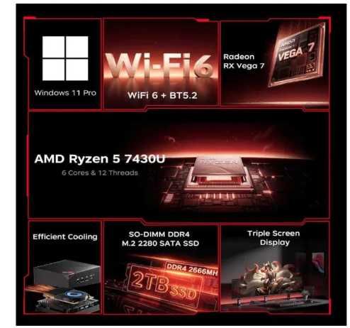 ACEMAGICIAN AM06PRO Mini PC, AMD Ryzen 5 7430U - mini PC