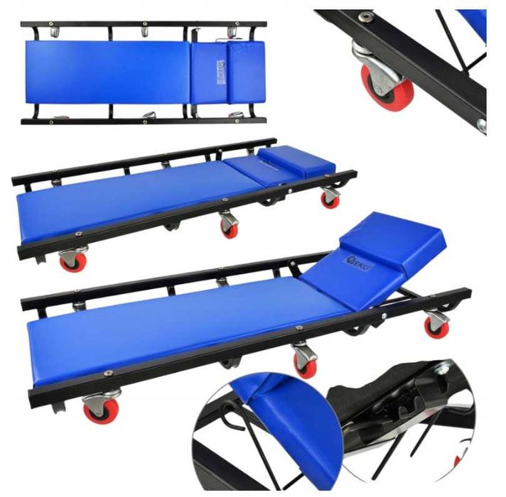 Leżanka warsztatowa 40" regulowane oparcie wygodna ergonomiczna Geko