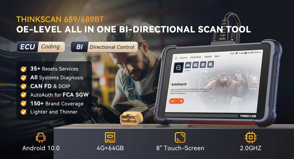 ThinkCar ThinkScan 689 Máquina Diagnóstico OBD + 35 Funções (NOVO)